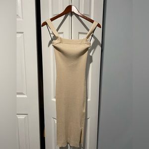 Never Worn Taupe Midi Dress with slight slit
